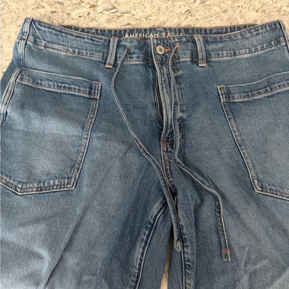 SZ 14 barrel jeans with tie waist - Picture 3 of 5
